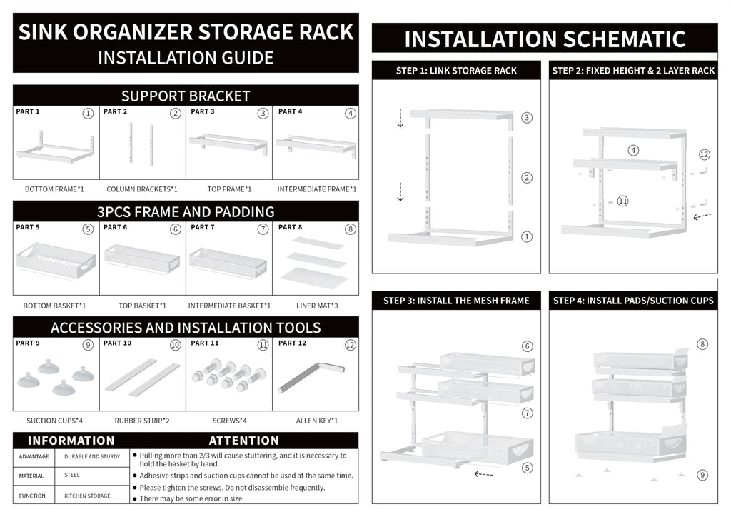 2-Pack 3-Tier Pull Out Under Sink Organizer J924146