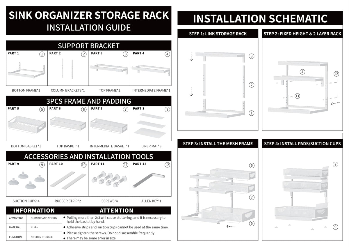 2-Pack 3-Tier Pull Out Under Sink Organizer J924146