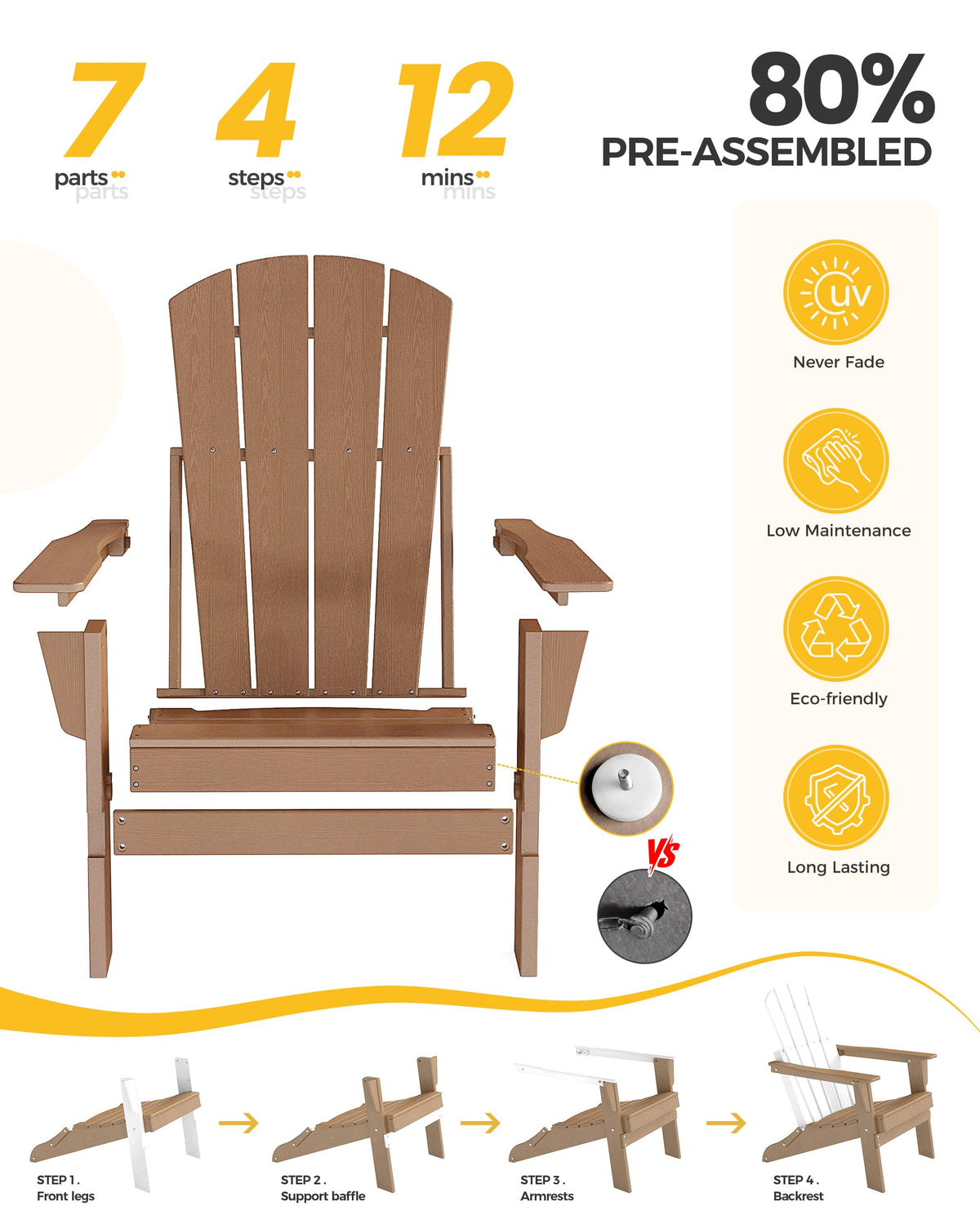 Folding HDPE Adirondack Chair Z476820