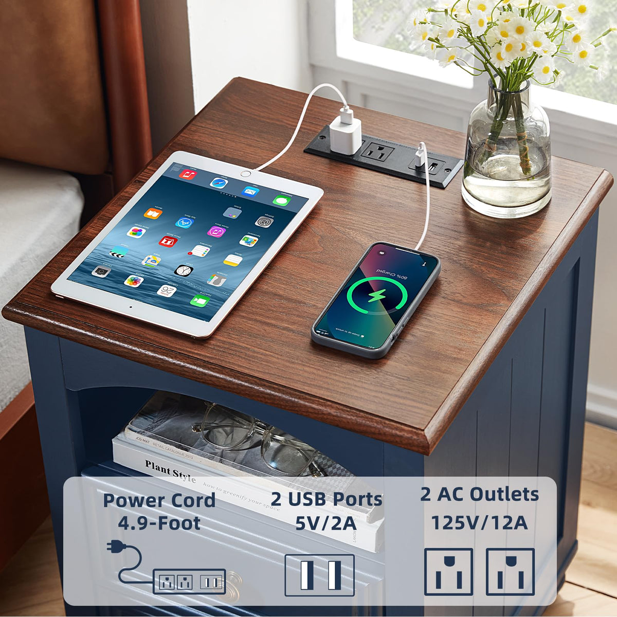18" Nightstand with Charger Station J5263
