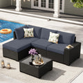 5 Pieces Wicker PE Rattan Patio Furniture Set with Cushion & Coffee Table, Grey E52578
