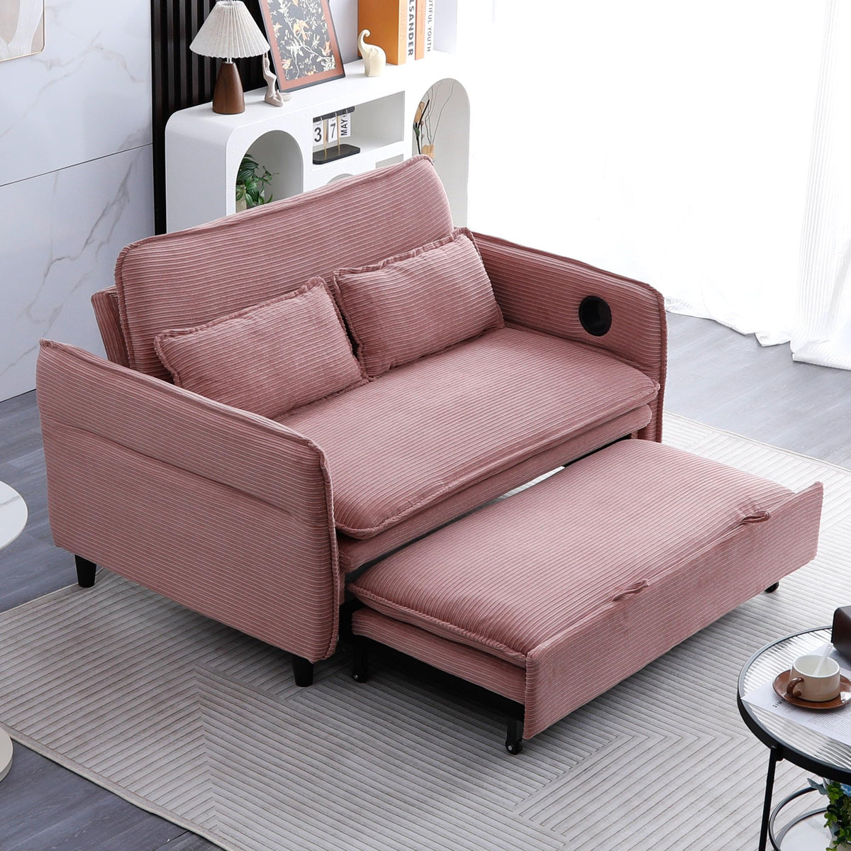 Pink Convertible Sleeper Sofa Bed R68530
