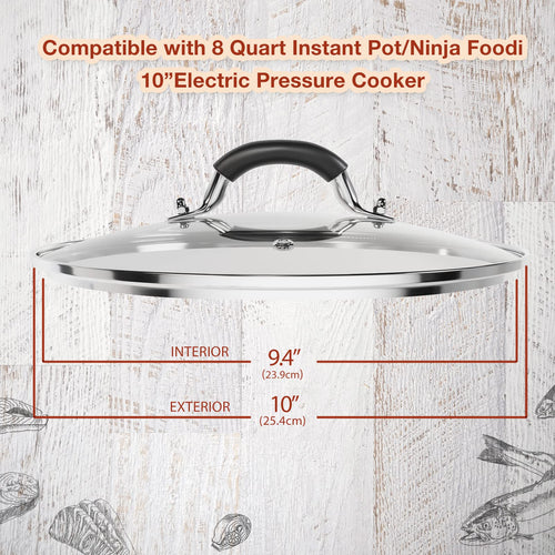 10 Inch Tempered Glass Lid with Silicone Handle W854