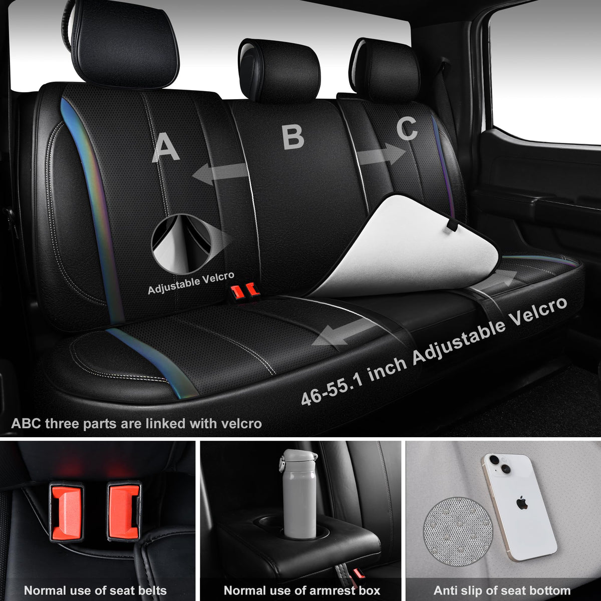 Nappa Leather Car Seat Covers 5 Seats Full Set Z54822