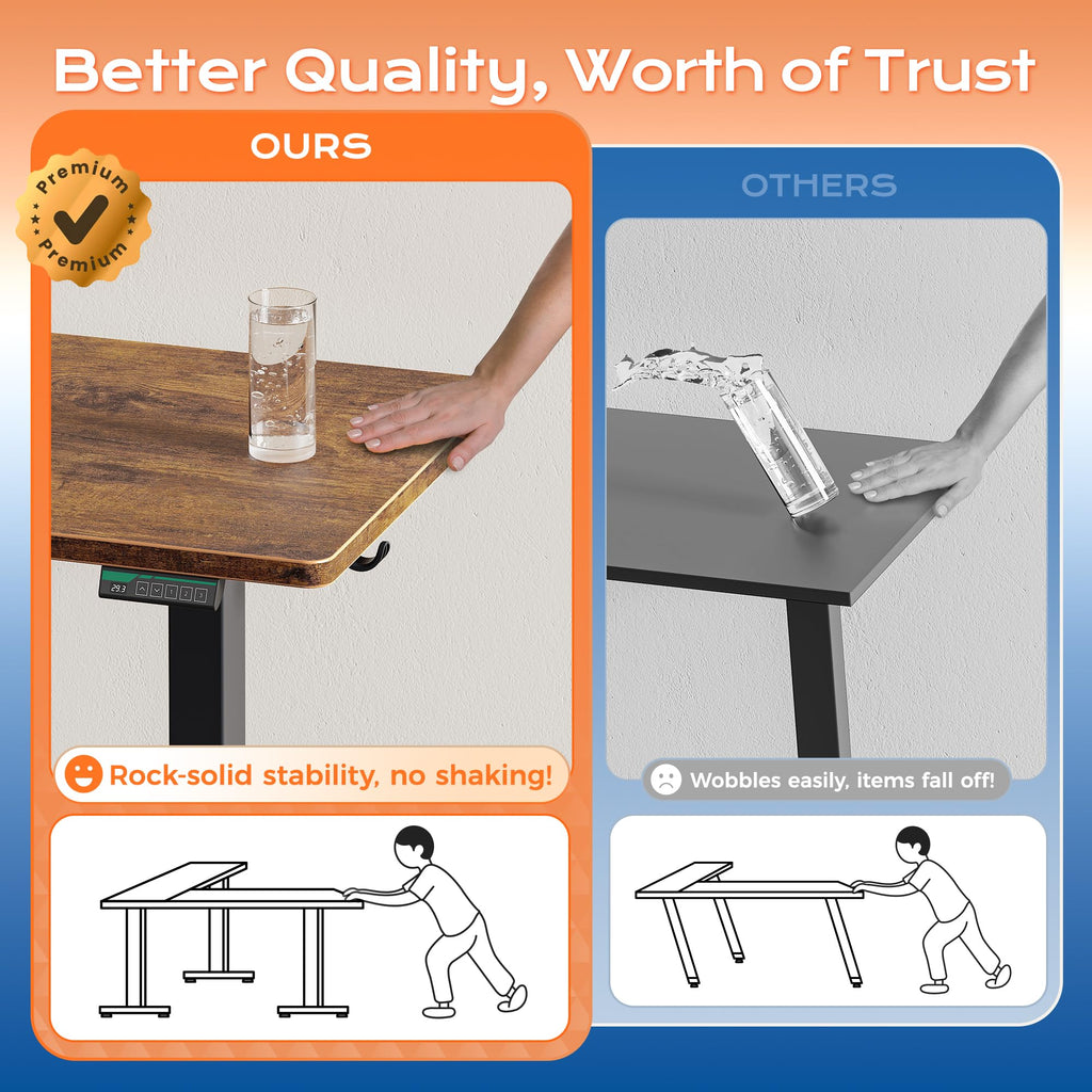 63 x 55 Inch L Shaped Standing Desk with Power Outlets B139