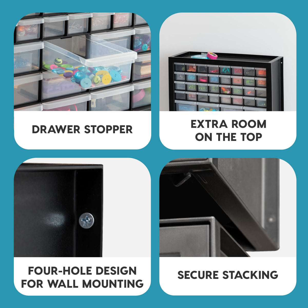Black 44-Drawer Small Parts Storage Cabinet M8069