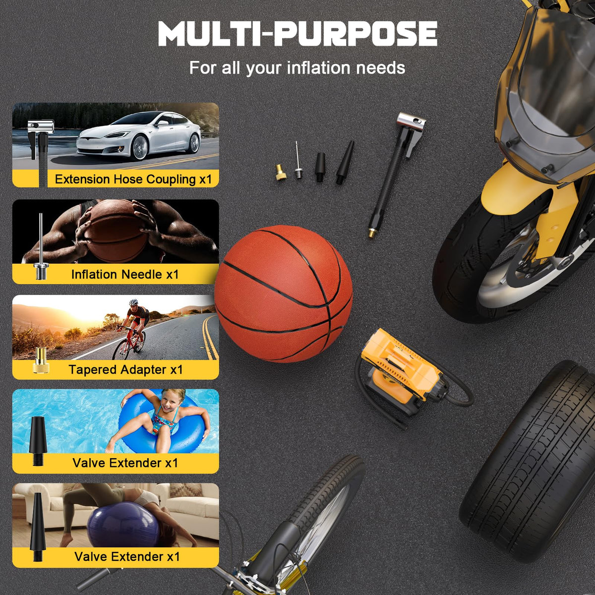 Cordless Portable Tire Inflator Air Compressor 160PSI Digital Pressure Gauge Z644707
