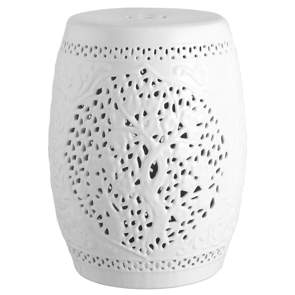 White Ceramic Garden Stool U19084