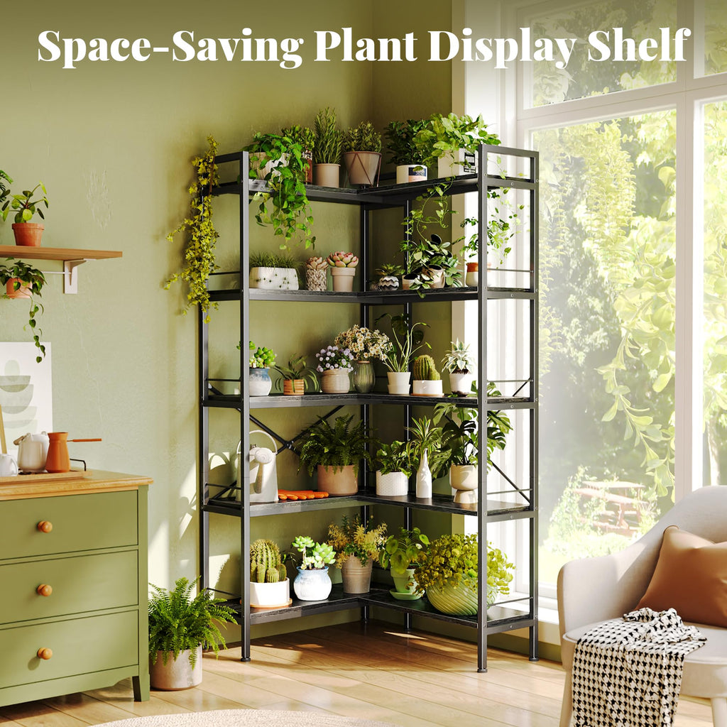 5 Tier L Shaped Corner Bookshelf with 10 Open Shelves Z274420