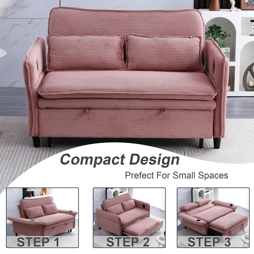 Pink Convertible Sleeper Sofa Bed R68530