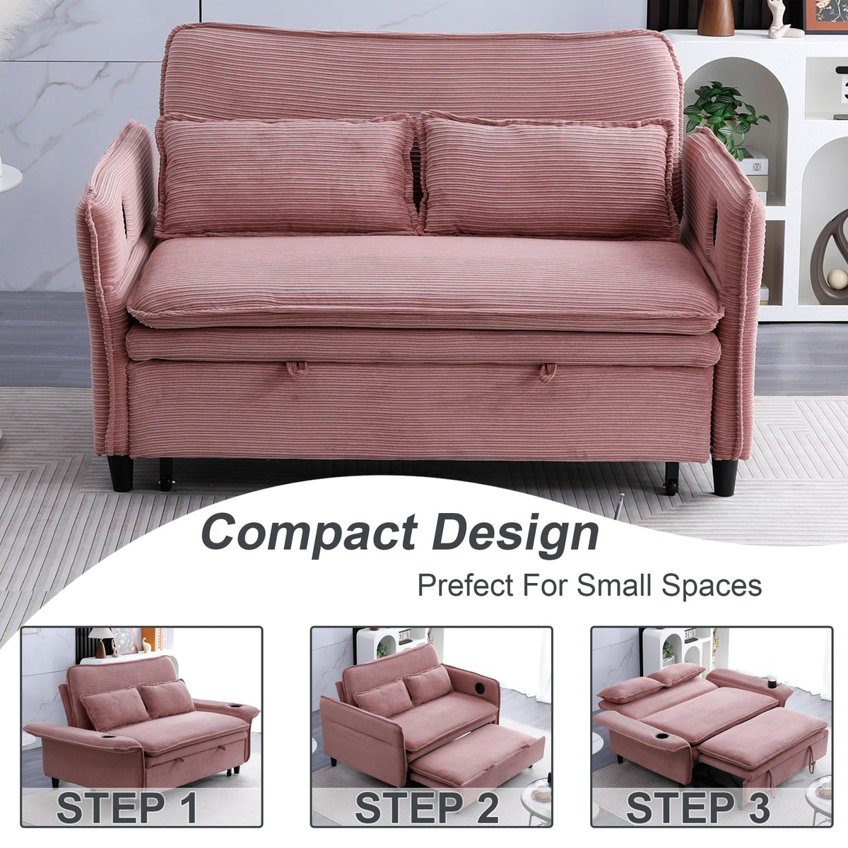 Pink Convertible Sleeper Sofa Bed R68530