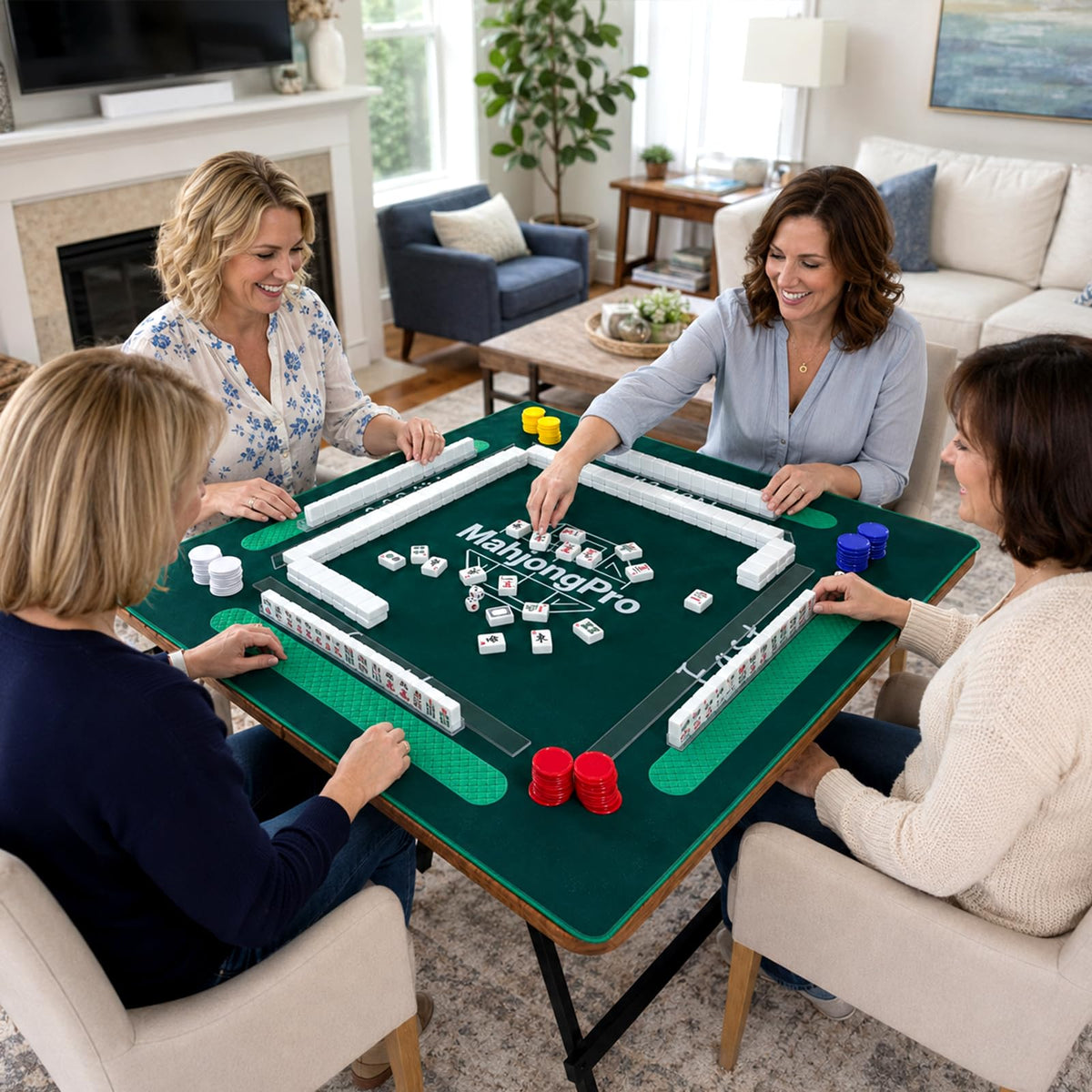 166 Mahjong Tiles 4 Racks 4 Pushers Mahjong Set Z845044