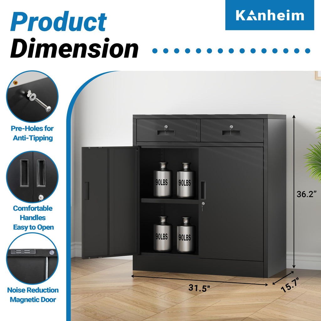Metal Storage Cabinet with 2 Drawers & Shelves X57862