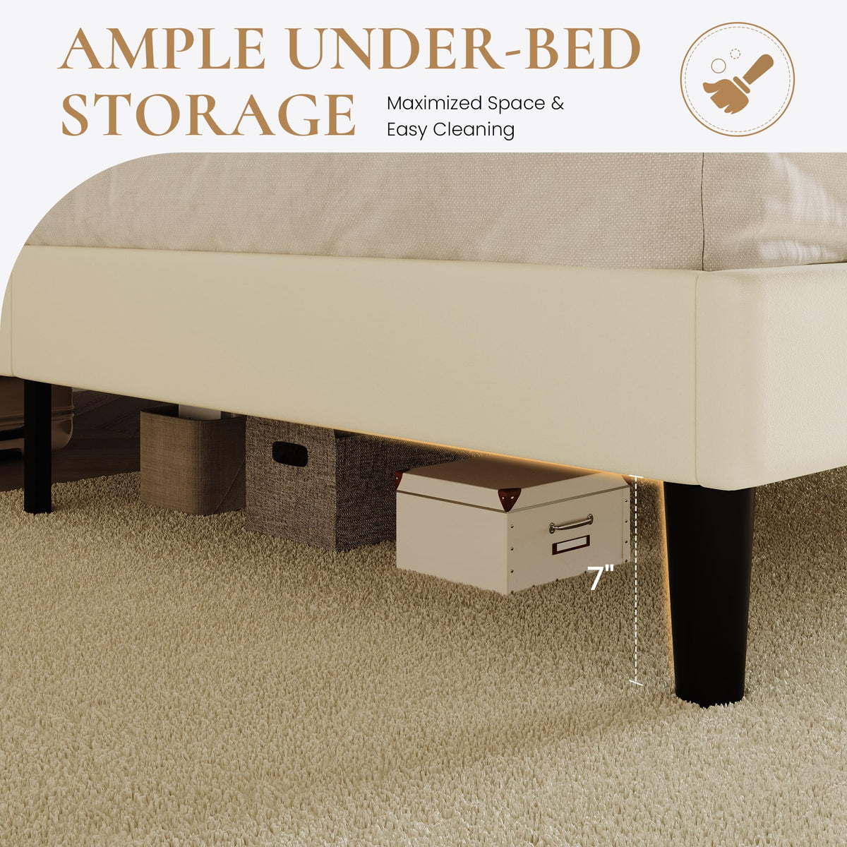 Full Size Bed Frame with 2-Tier Storage Headboard V3692