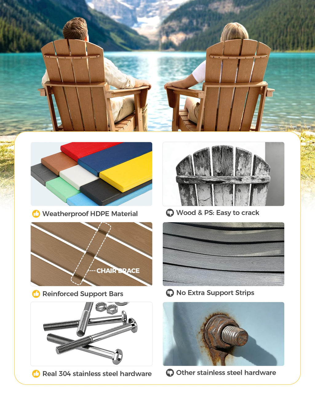 Folding HDPE Adirondack Chair Z476820