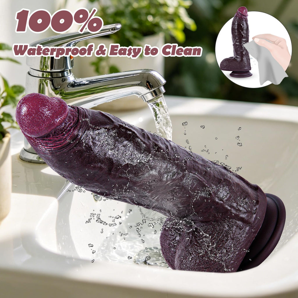 9.7" Dual Density Black Dildo with Suction Cup W86692