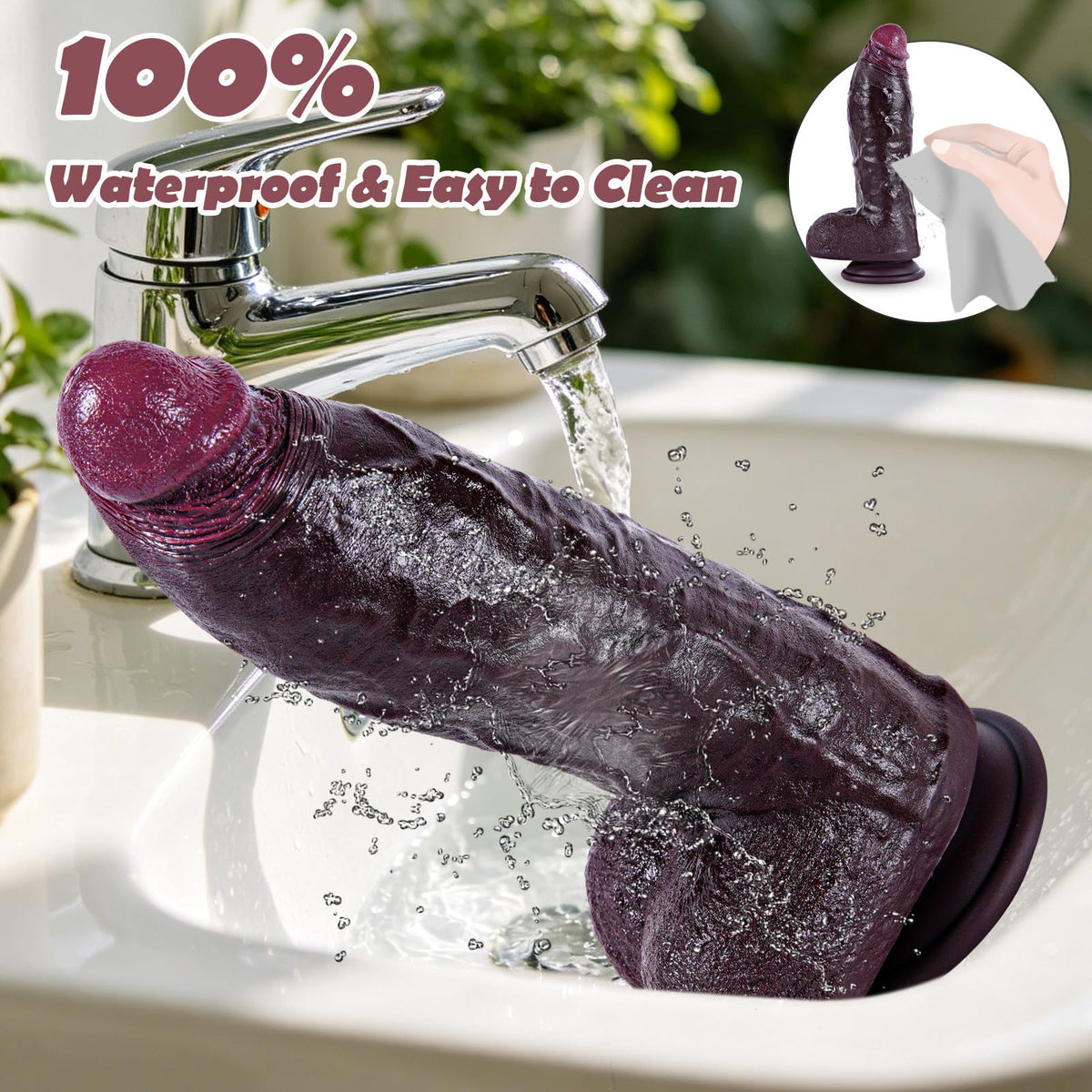 9.7" Dual Density Black Dildo with Suction Cup W86692