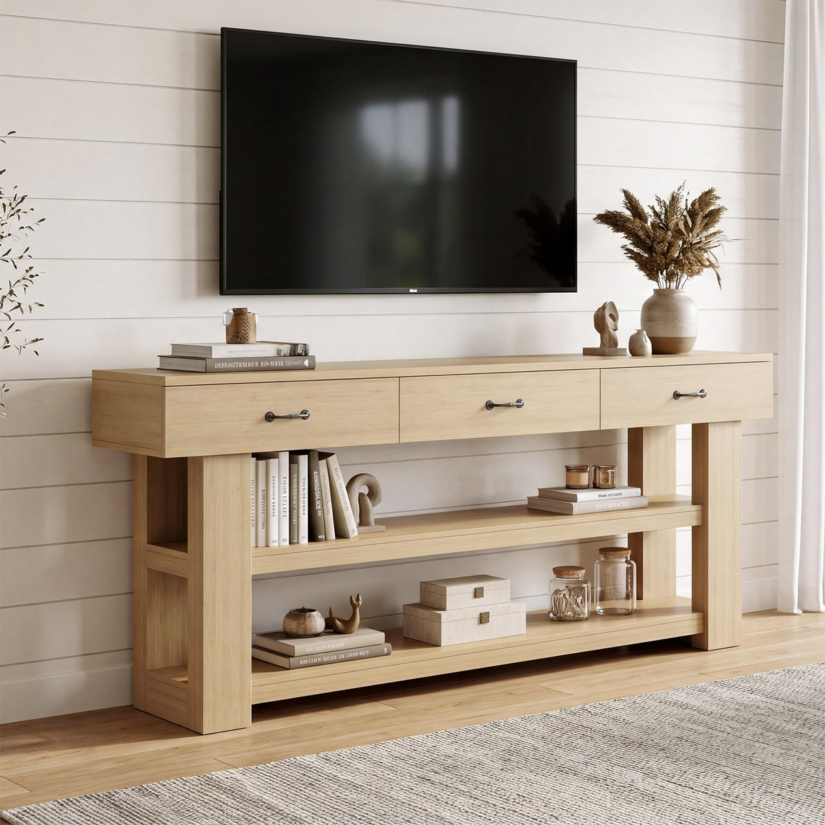Oak Console Table with Drawers S6456