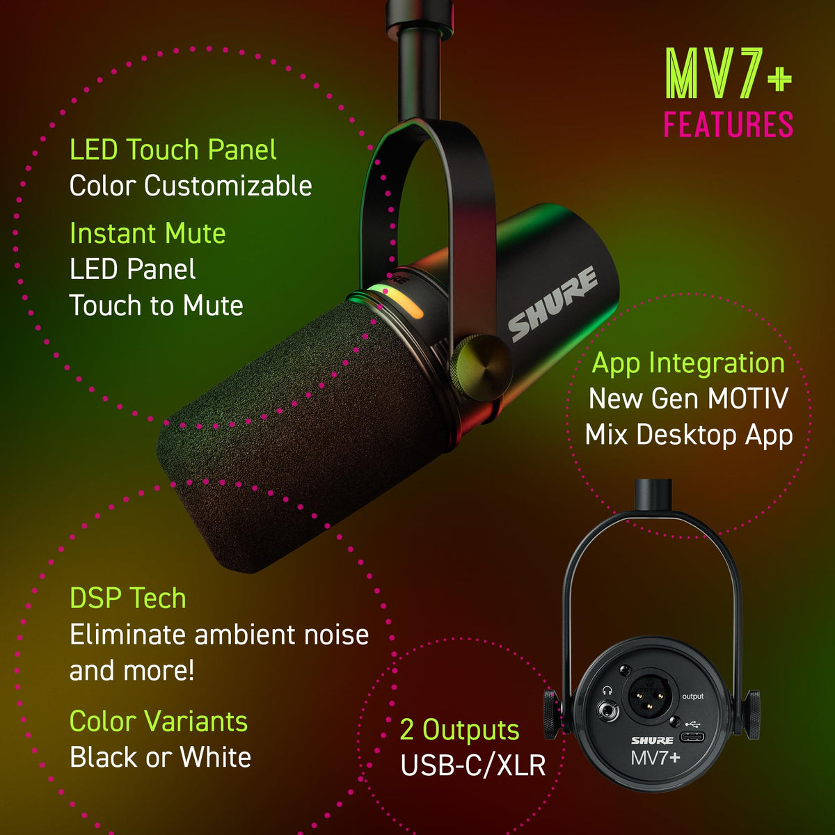 Black USB-C XLR Dynamic Microphone Z9939