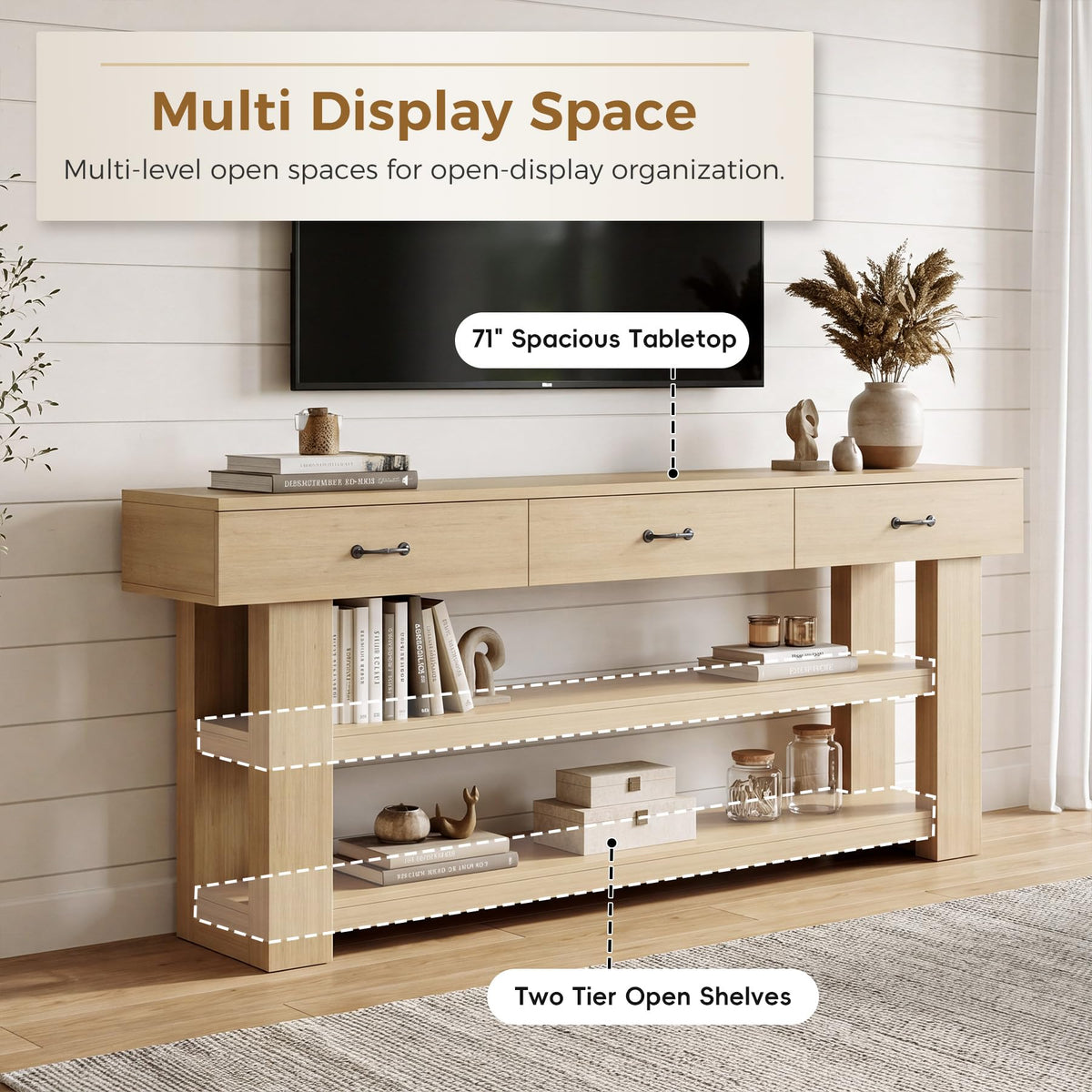 Oak Console Table with Drawers S6456