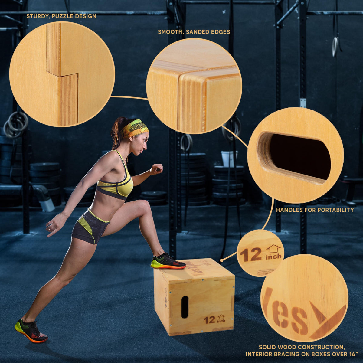 3-in-1 Wooden Plyo Box J190