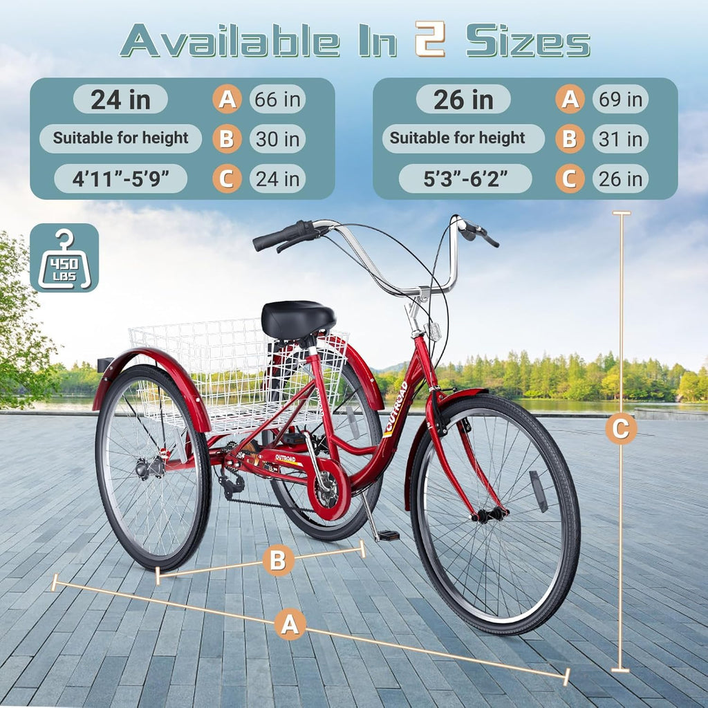 24/26-Inch 3 Wheel Adult Tricycle K269219