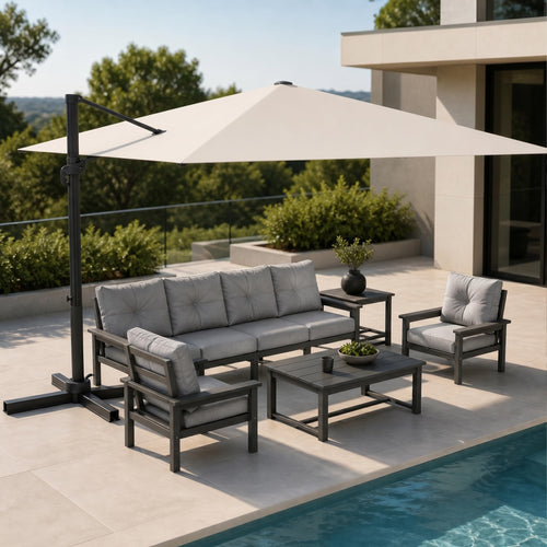 11ft Offset Cantilever Patio Umbrella with Solar Lights A749548