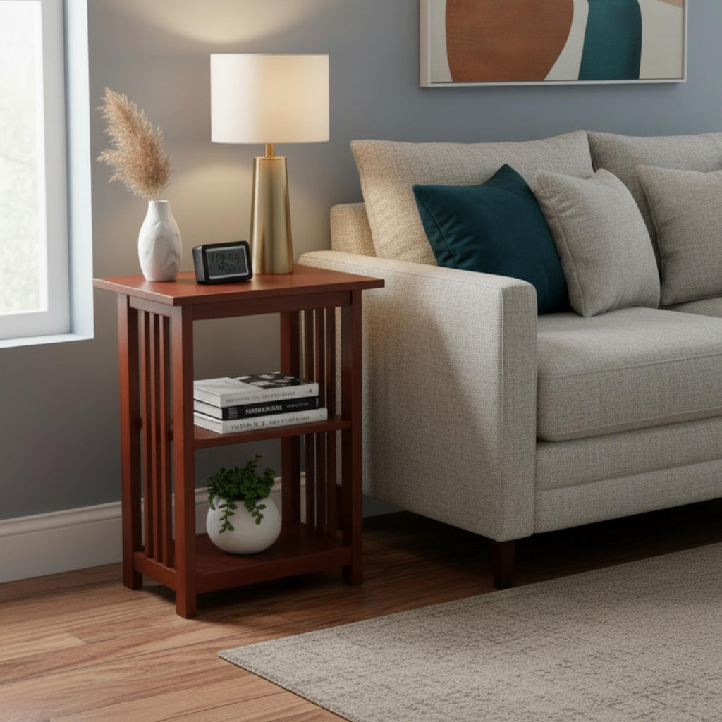 Cherry 3-Tier End Table V48122