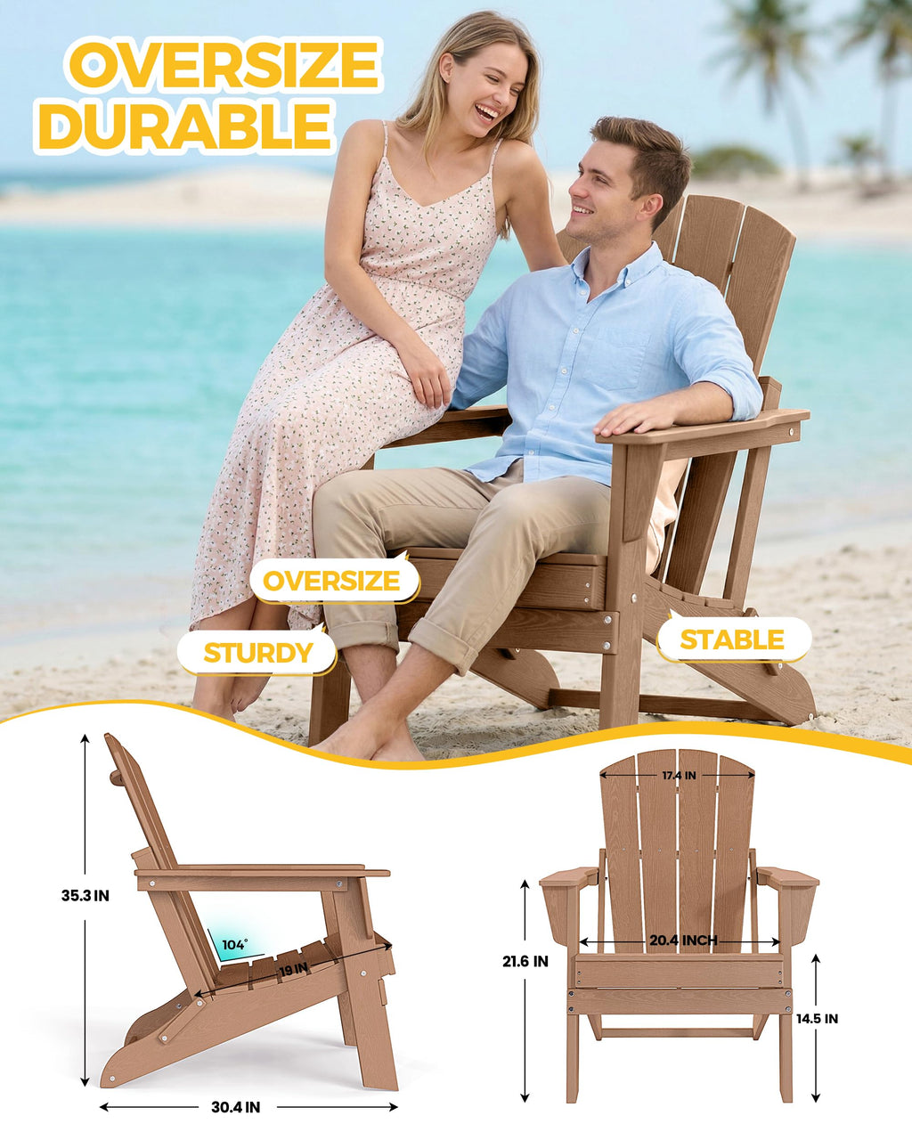 Folding HDPE Adirondack Chair Z476820