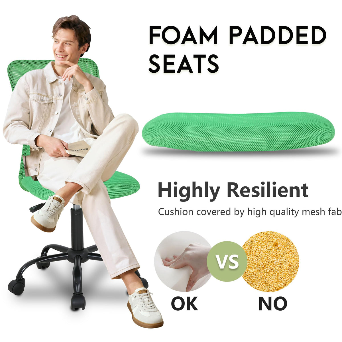 Green Ergonomic Mesh Office Chair with Lumbar Support P141