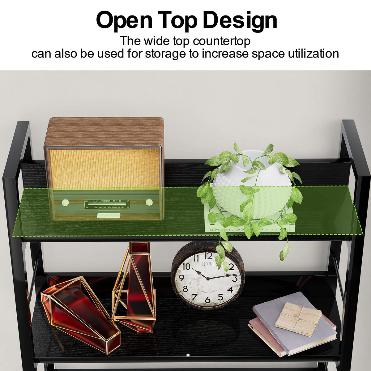Black 5 Shelf Wood and Metal Bookshelf C7596
