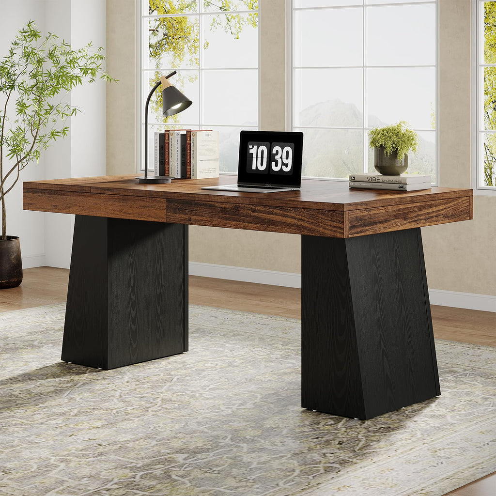 55" Wooden Office Desk with Double Pedestal N96258