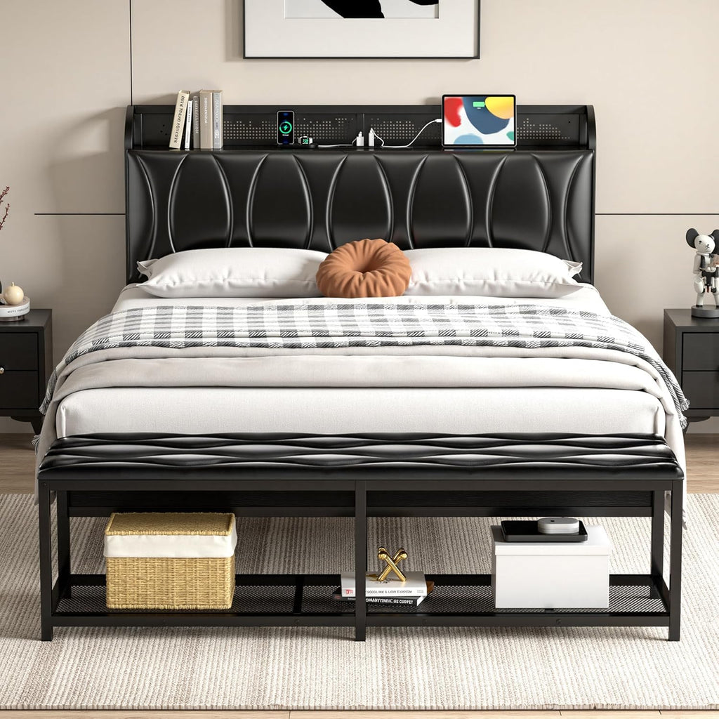 Black Full Size Upholstered Bed Frame with Storage D983988