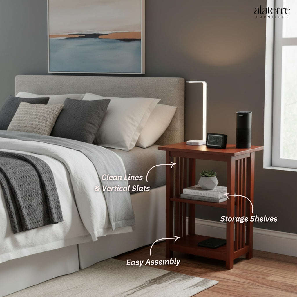 Cherry 3-Tier End Table V48122