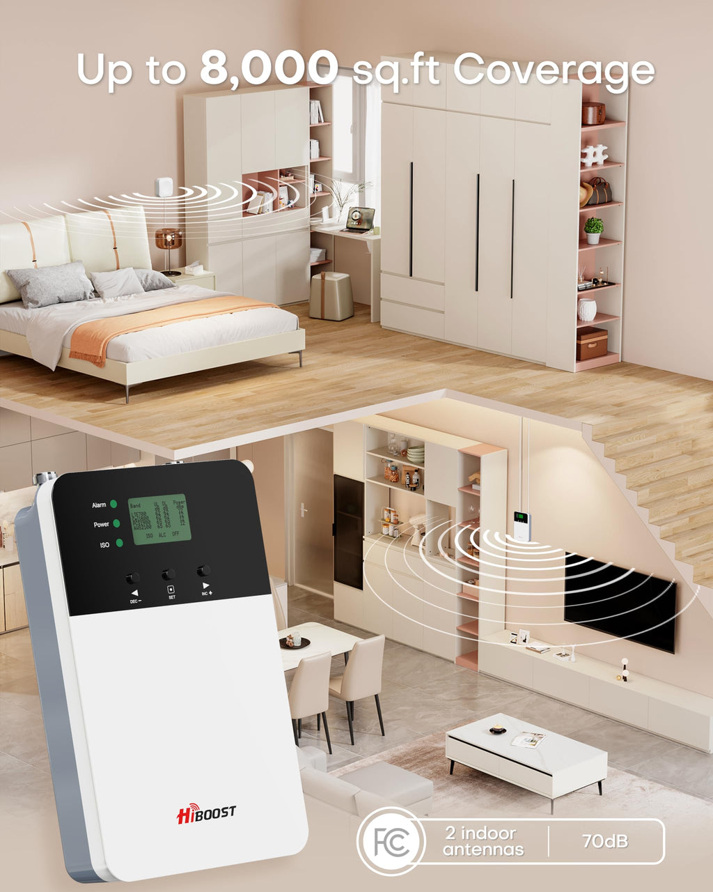Cell Phone Signal Booster with 2 Indoor Antennas V22105