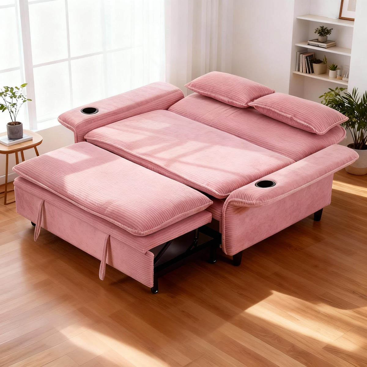 Pink Convertible Sleeper Sofa Bed R68530