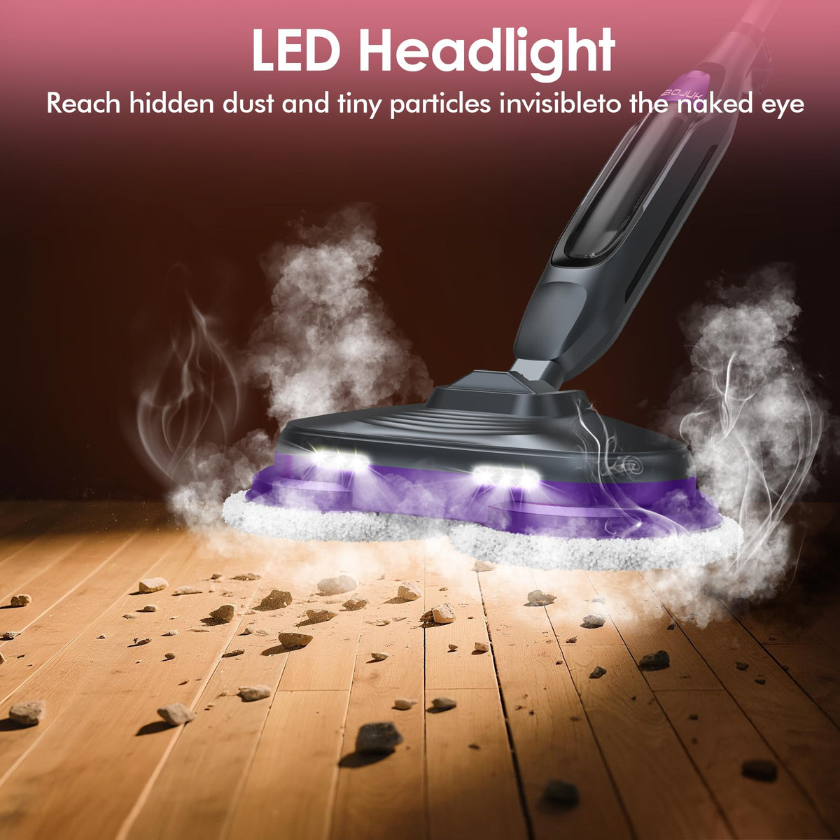 Rotating Scrub & Steam Mop with 6 Scrub Pads V806