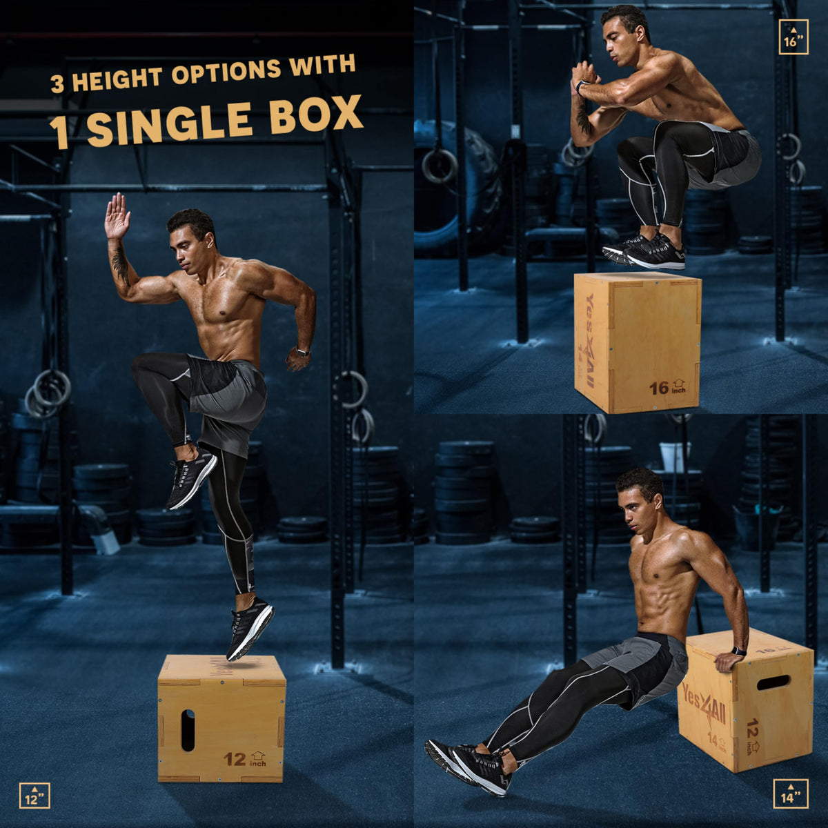 3-in-1 Wooden Plyo Box J190