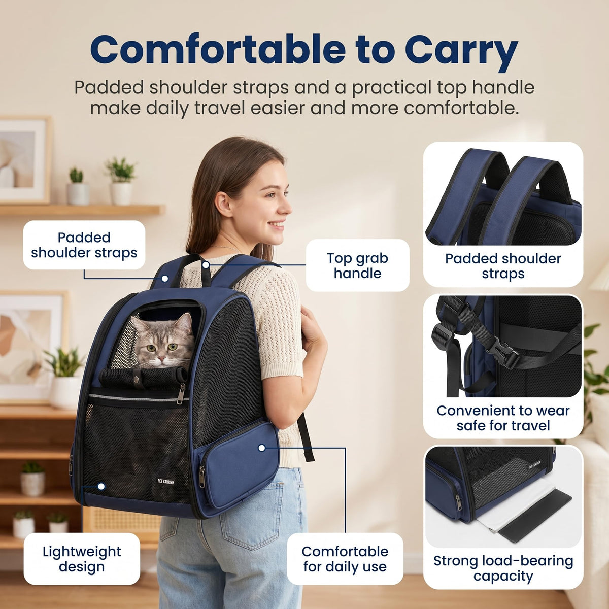Blue Expandable Cat Carrier Backpack Q441102