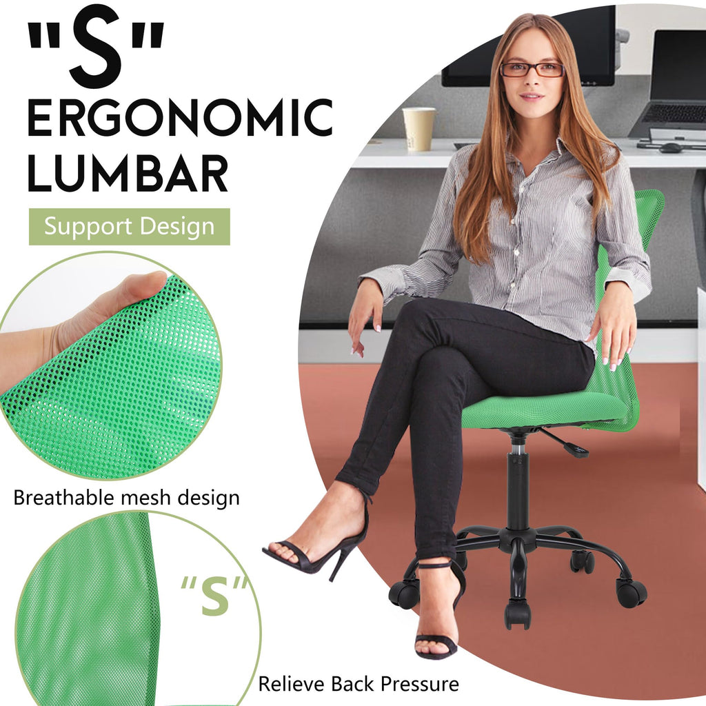 Green Ergonomic Mesh Office Chair with Lumbar Support P141