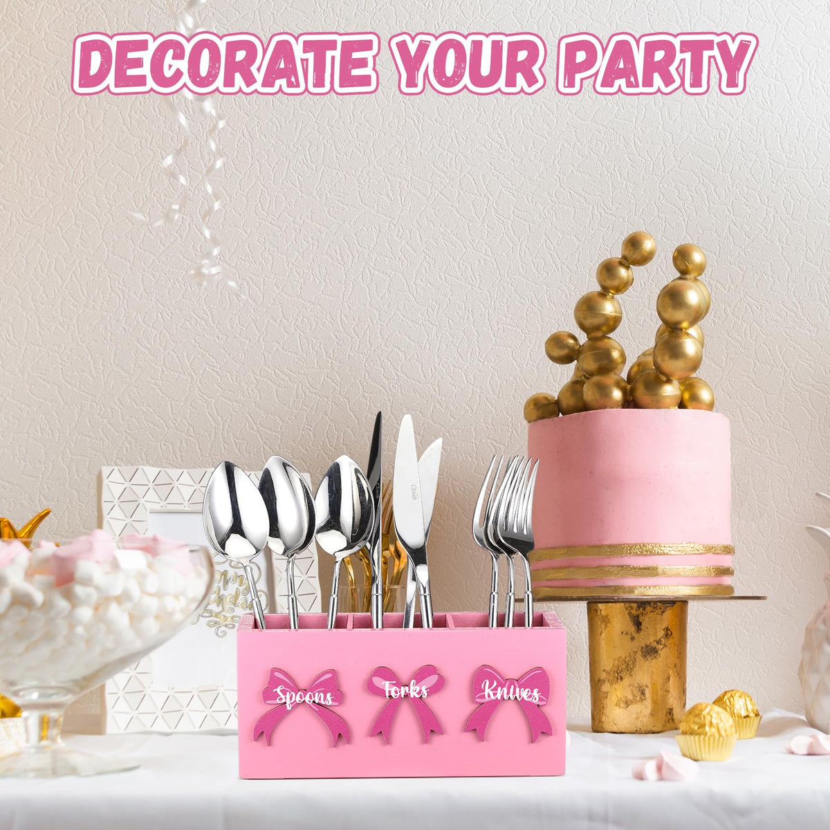 Pink Wood Utensil Holder E5479