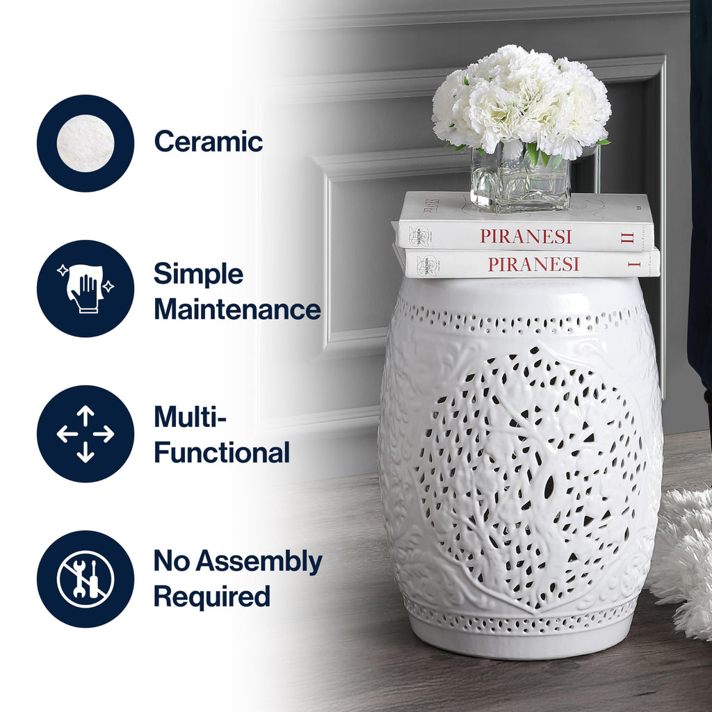 White Ceramic Garden Stool U19084