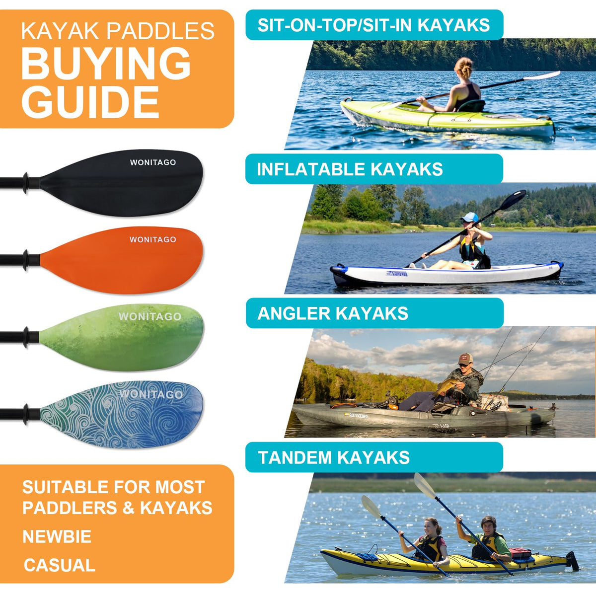Adjustable Lightweight Kayak Paddle T3014