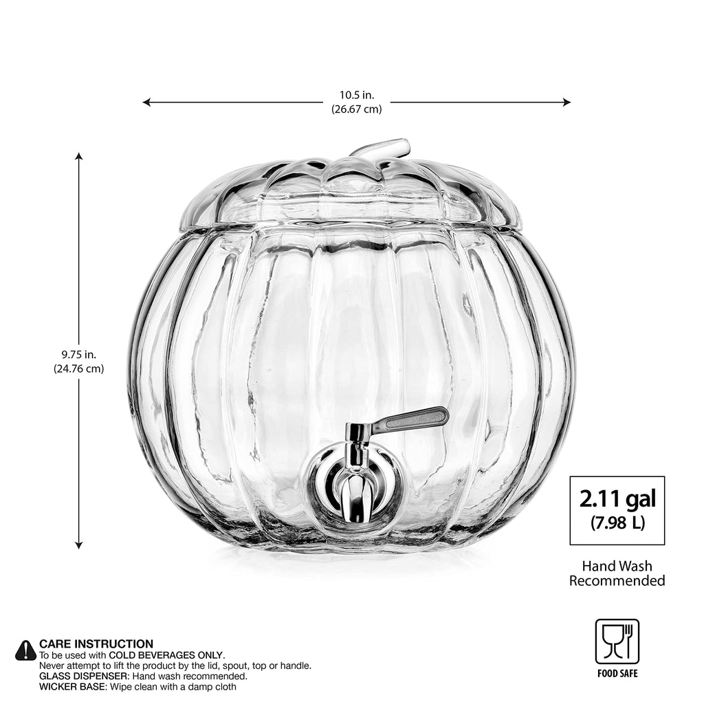 2.11 Gallon Clear Glass Beverage Dispenser with Stainless Steel Spigot X7376