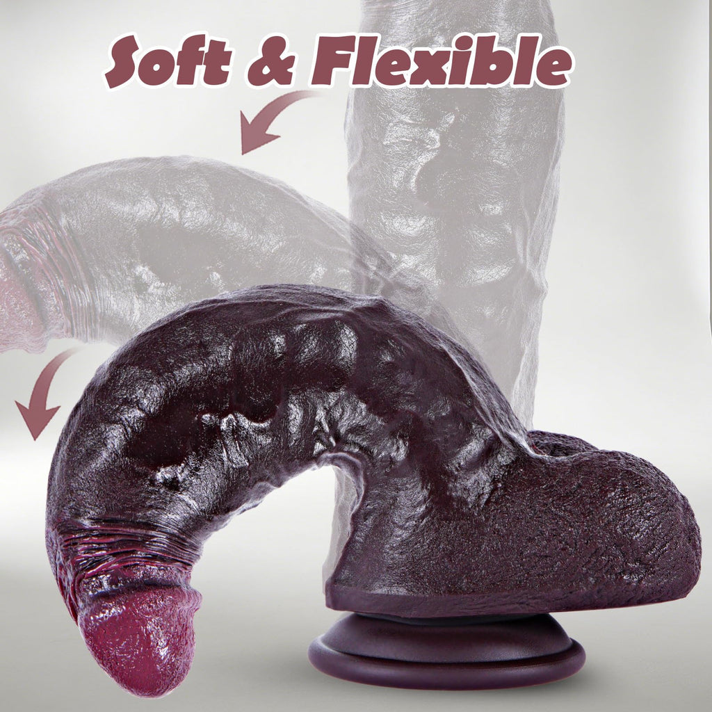 9.7" Dual Density Black Dildo with Suction Cup W86692