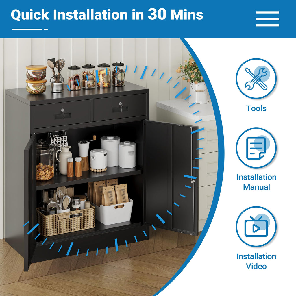 Metal Storage Cabinet with 2 Drawers & Shelves X57862