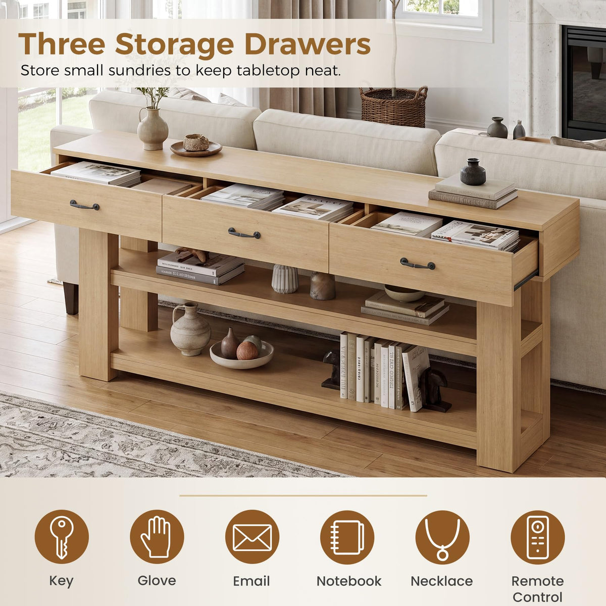 Oak Console Table with Drawers S6456