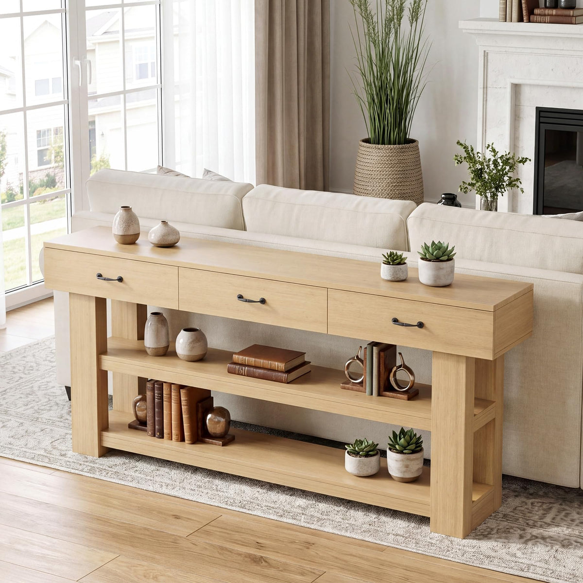 Oak Console Table with Drawers S6456