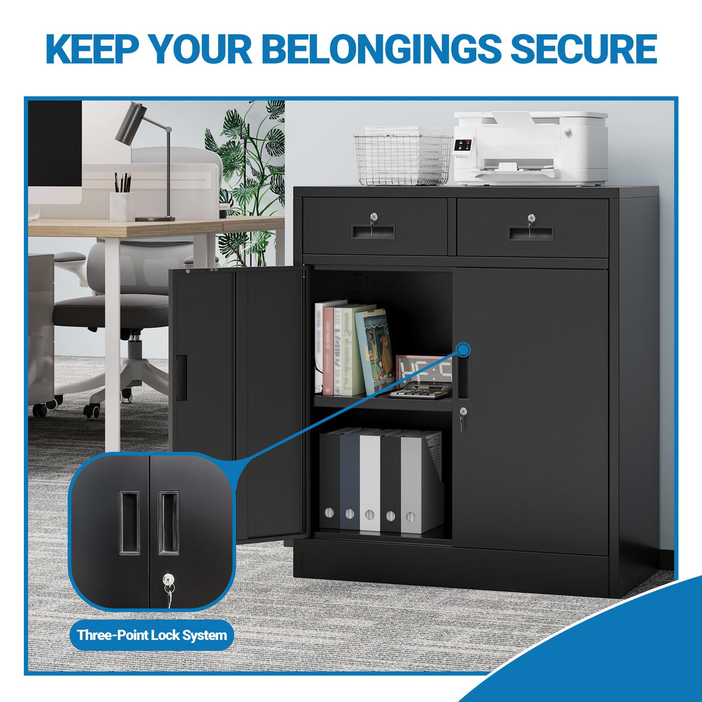 Metal Storage Cabinet with 2 Drawers & Shelves X57862