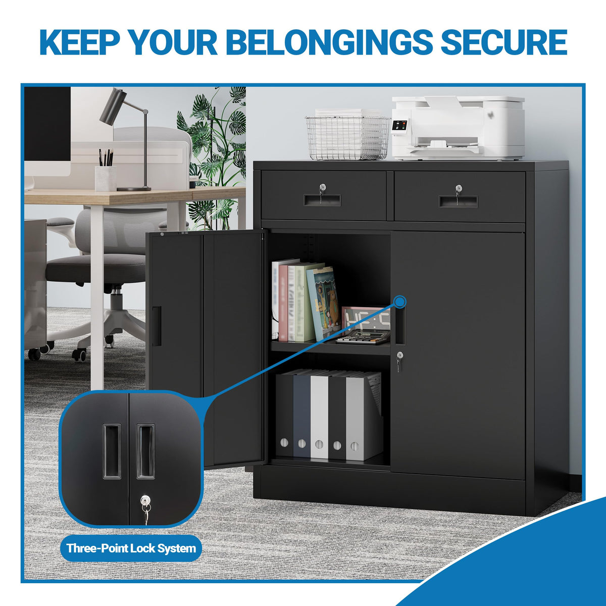 Metal Storage Cabinet with 2 Drawers & Shelves X57862